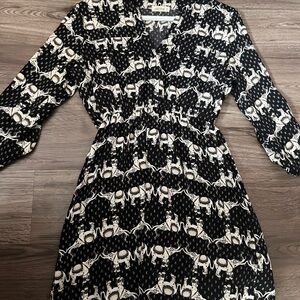 Ardene Black and Cream Long Sleeve Dress